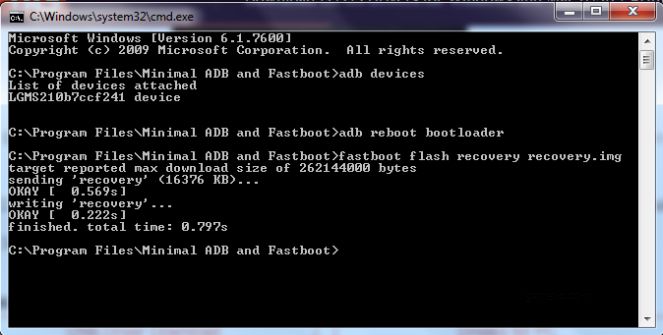 aristo flash custom recovery command